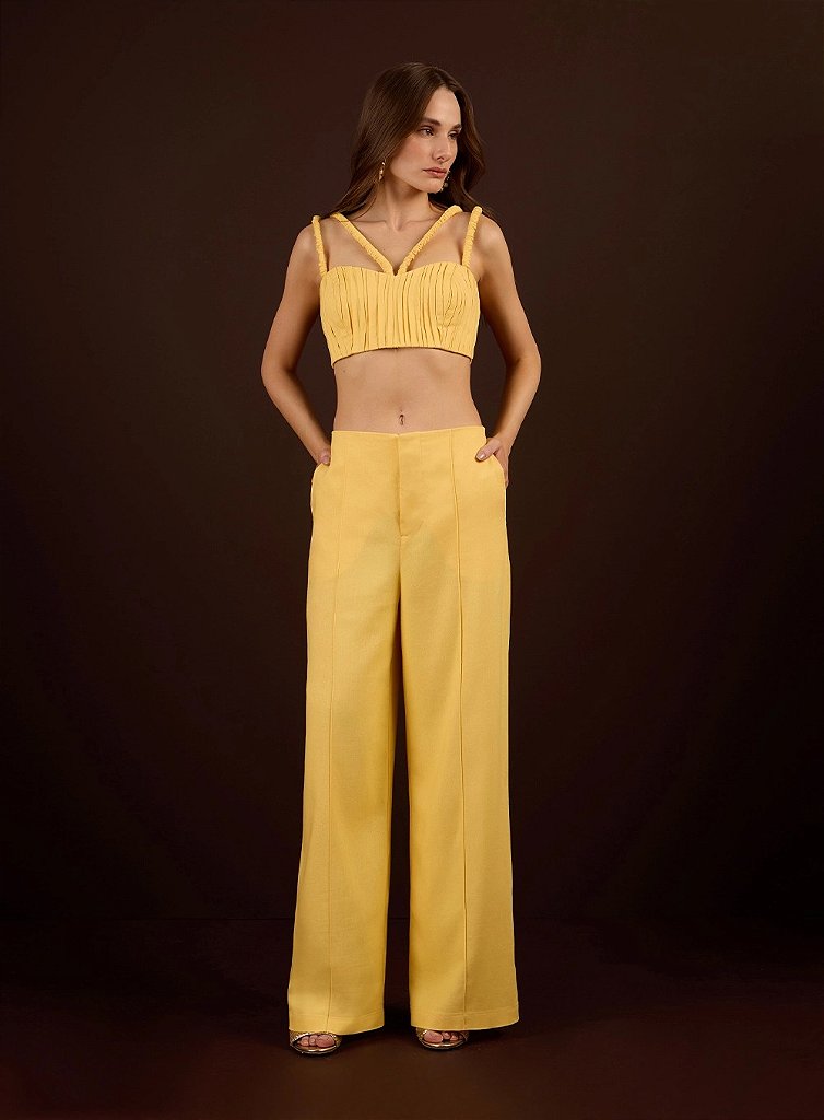Conjunto Top e Pantalona Amarelo | We Fashion Outlet