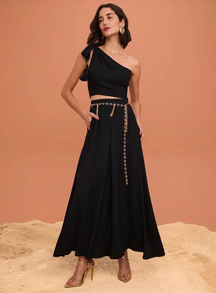 Conjunto Top e Saia Preto | We Fashion Outlet