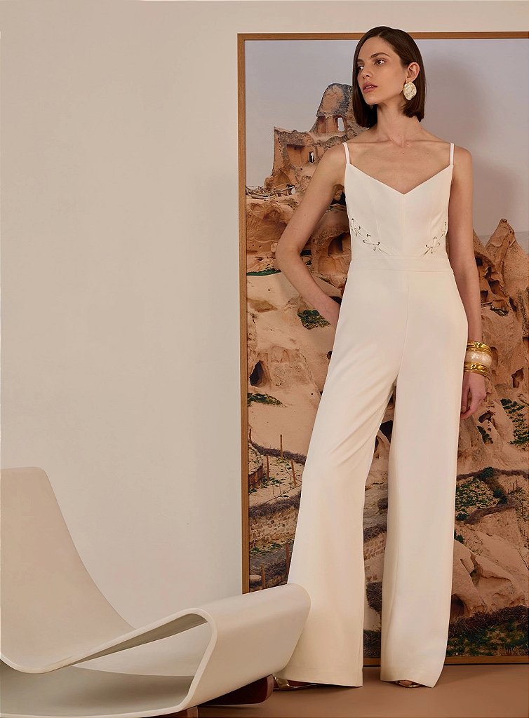 Macacão Wide Leg Crepe Double | We Fashion Outlet