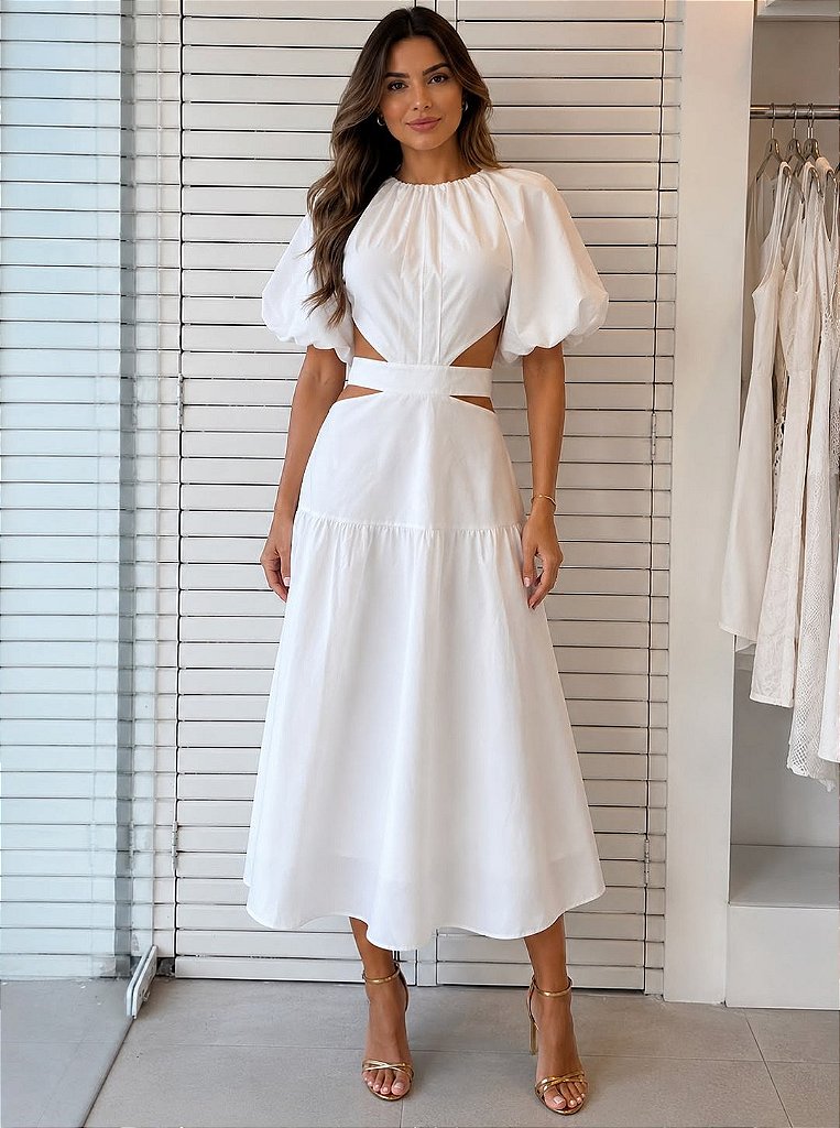 Vestido Fluido com Cintura Marcada | We Fashion Outlet