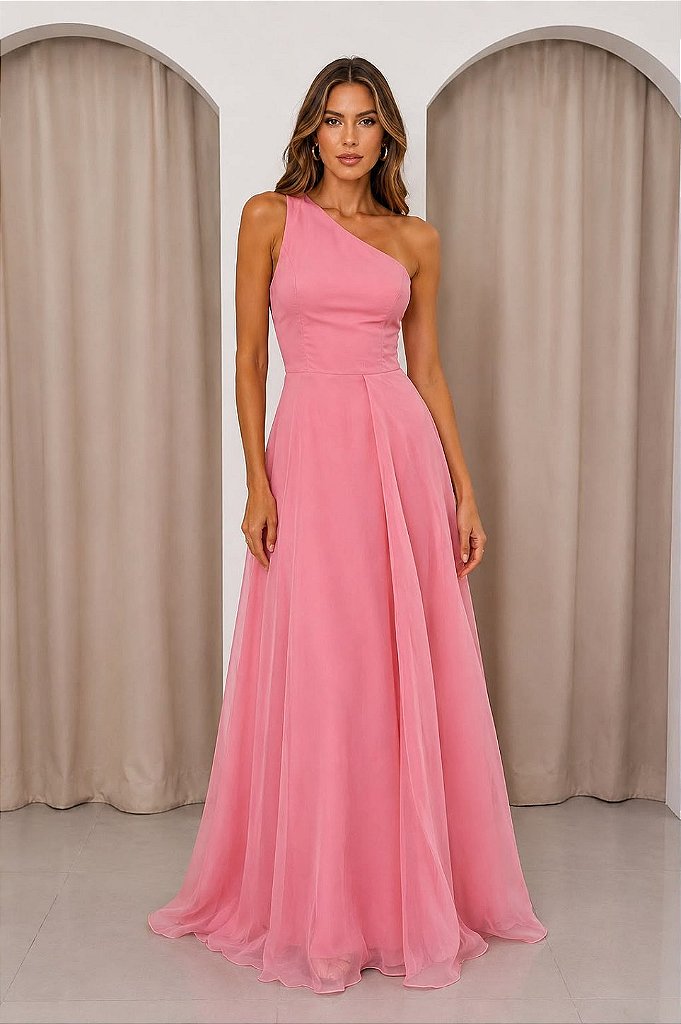 Vestido Longo Fluxo Rosa Midi | We Fashion Outlet