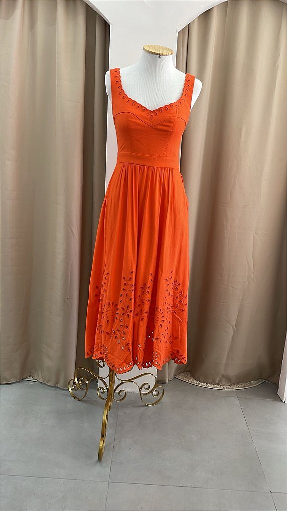 Vestido Laranja Fluido Detalhado | We Fashion Outlet