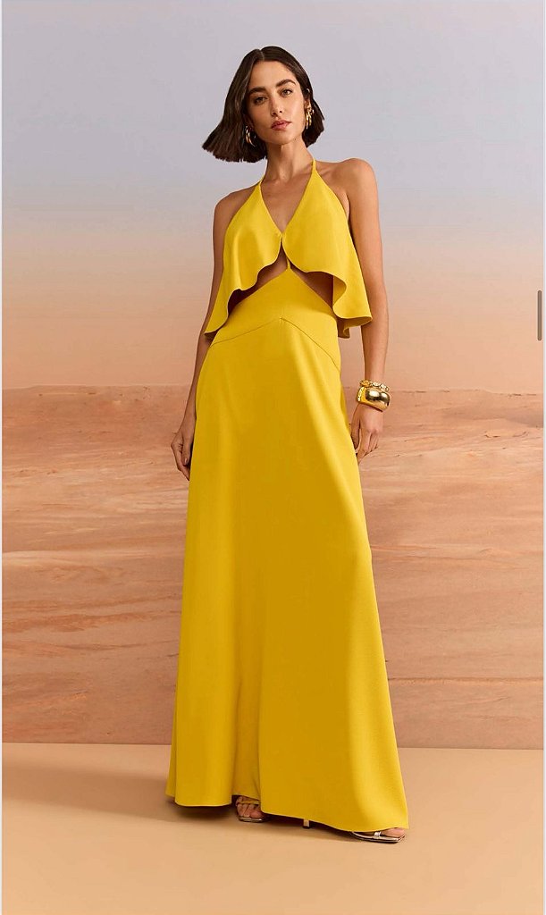Vestido Longo Amarelo Fluido | We Fashion Outlet