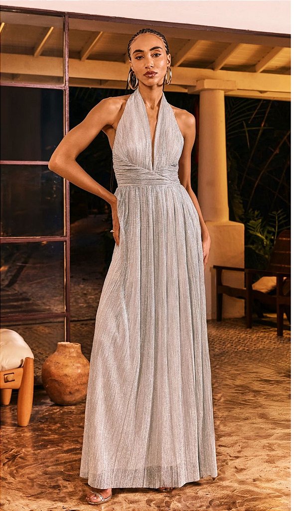 Vestido Longo Drapeado Fluido | We Fashion Outlet