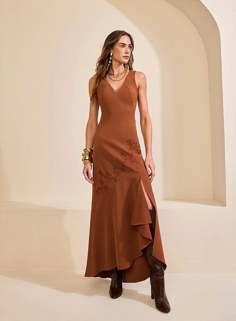 Vestido Midi Bordado Etnica | We Fashion Outlet