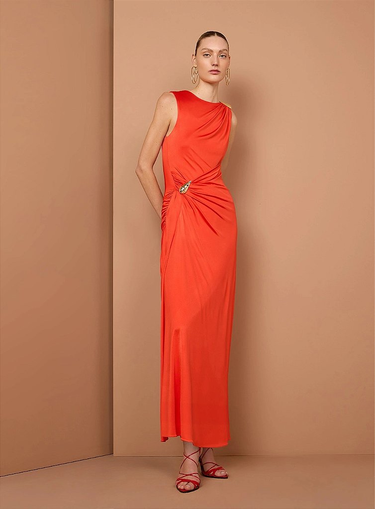 Vestido Midi Vermelho Destaque | We Fashion Outlet