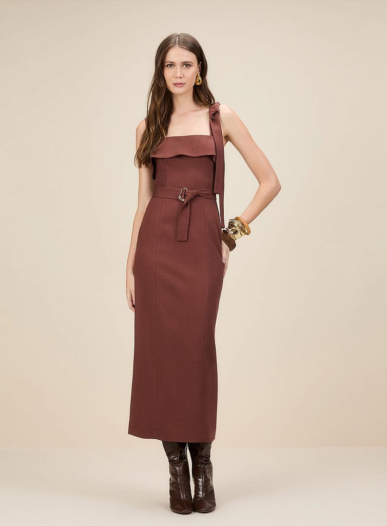 Vestido Longo Bodycon Marrom | We Fashion Outlet