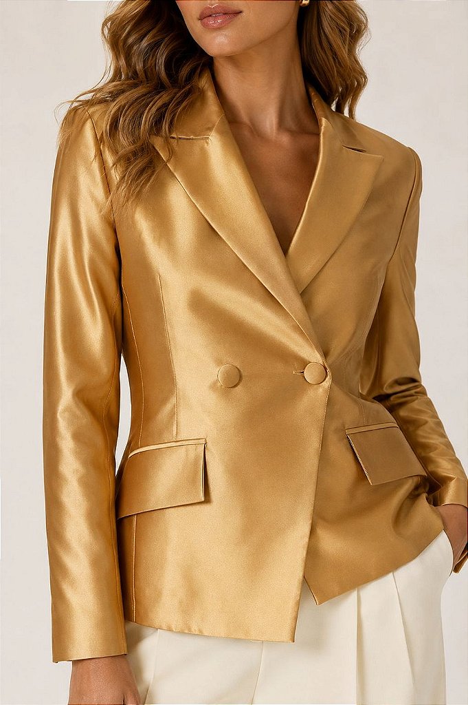 Blazer Dourado Acetinado | We Fashion Outlet