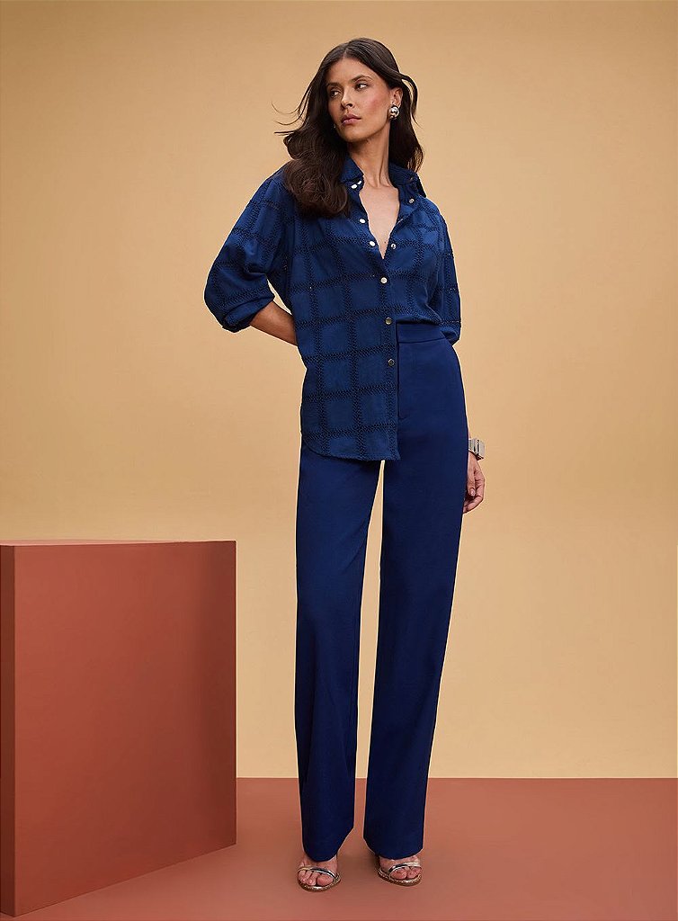 Conjunto Azul Estampado Flanel | We Fashion Outlet