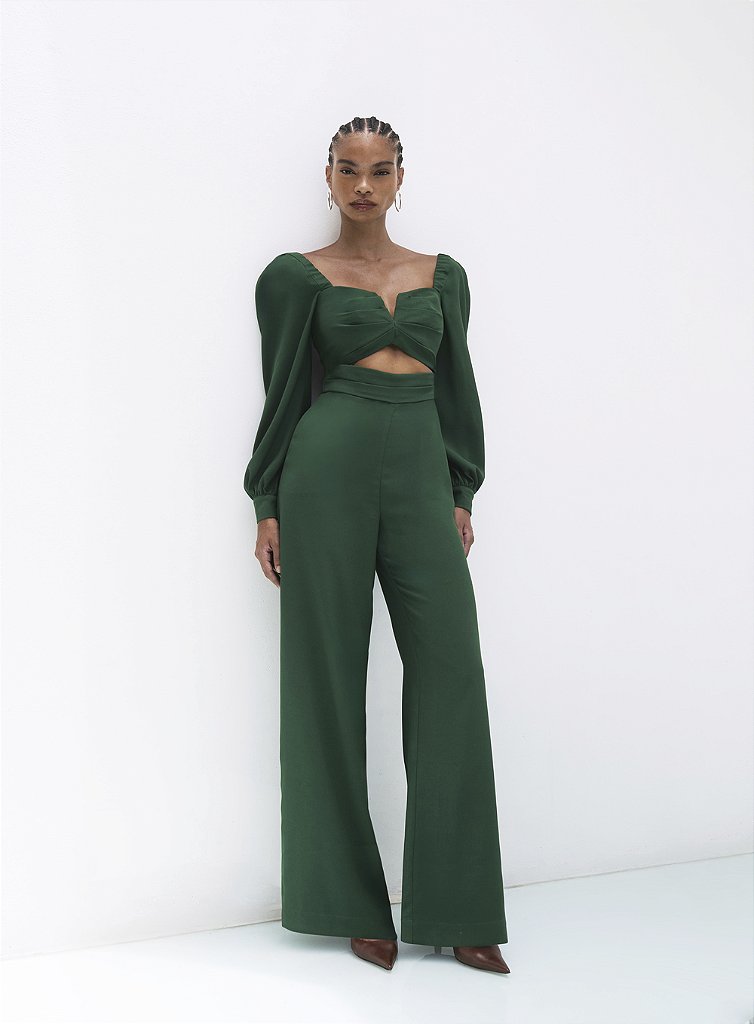 Conjunto Wide Leg Verde Conforto | We Fashion Outlet