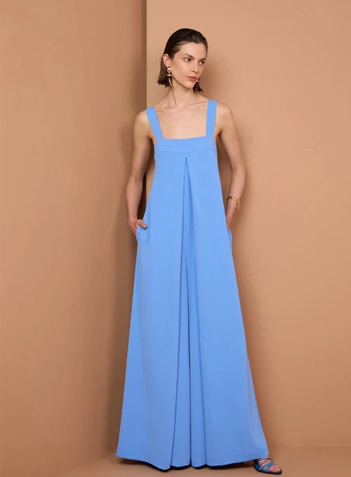 Macacão Azul Fluido Amplo | We Fashion Outlet