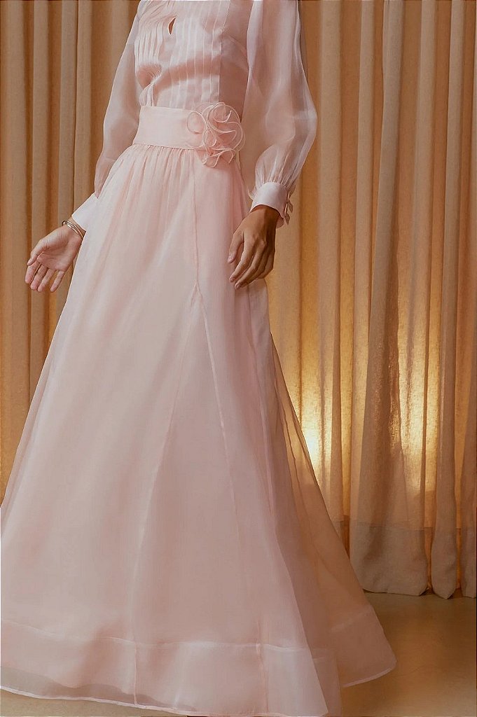 Saia Longa Floral Bege Sofisticada | We Fashion Outlet