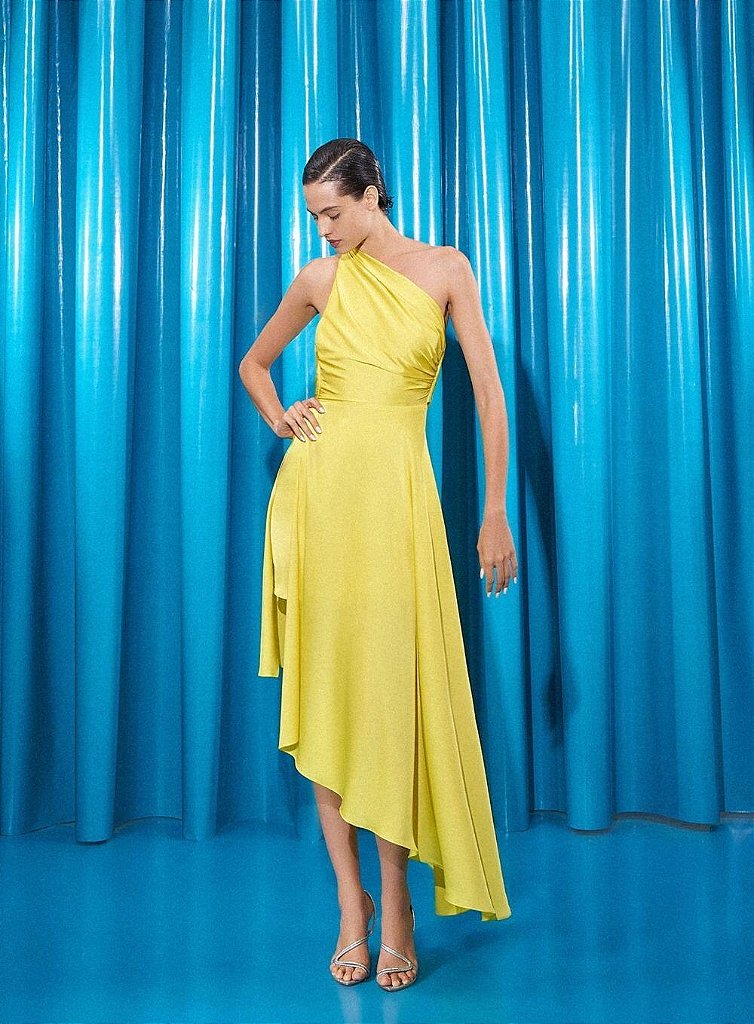 Vestido Assimétrico Amarelo | We Fashion Outlet