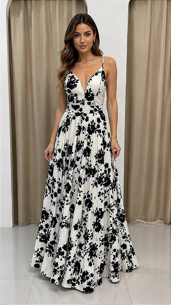 Vestido Floral Longo Fluido | We Fashion Outlet