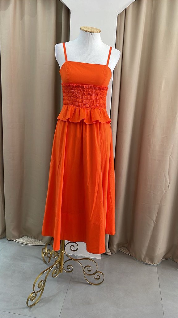 Vestido Fluido Laranja Ruffle | We Fashion Outlet