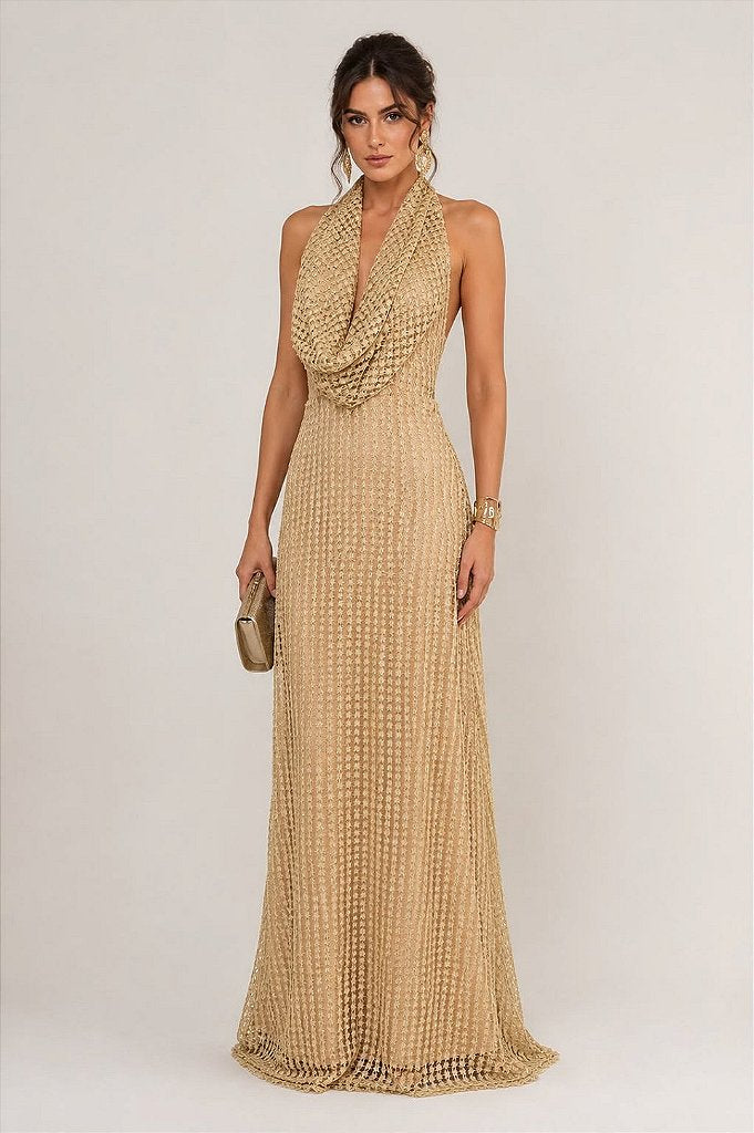 Vestido Longo Texturizado Draped | We Fashion Outlet