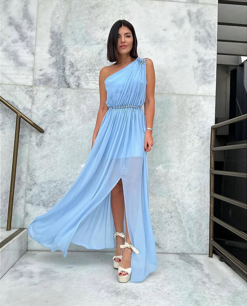 Vestido Longo Fluido Azul | We Fashion Outlet