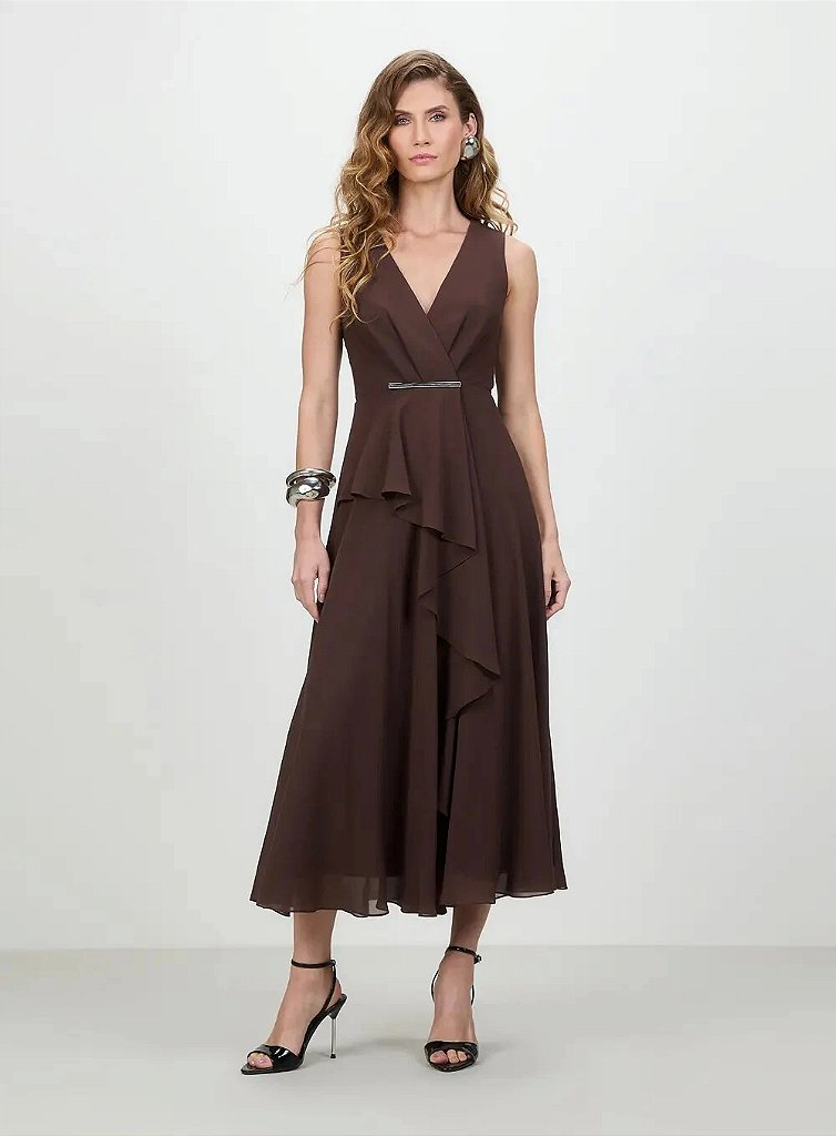 Vestido Midi Decote V Fluido | We Fashion Outlet