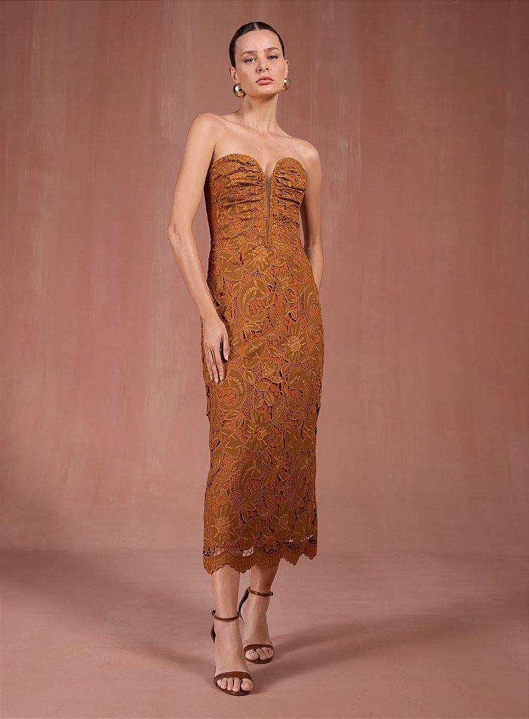 Vestido Midi Bordado Floral | We Fashion Outlet